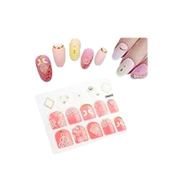 Nail Stickers White Pink 3D Gorgeous Shine Self Adhesive Nail Art Decal OC4 - Picture 1 of 4